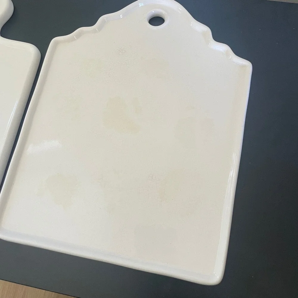 Pottery Barn Set of 3 Ceramic Serving Trays Dessert Cheese Charcuterie *READ